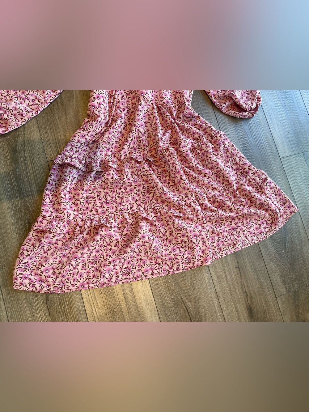 ⭐️3/$30 Monteau Pink Floral Tiered Long-Sleeve Dress - Picture 7 of 8